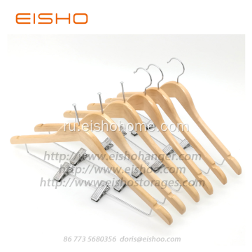 EISHO Оптовый Отель Wood Hanger Bulk с Зажимами